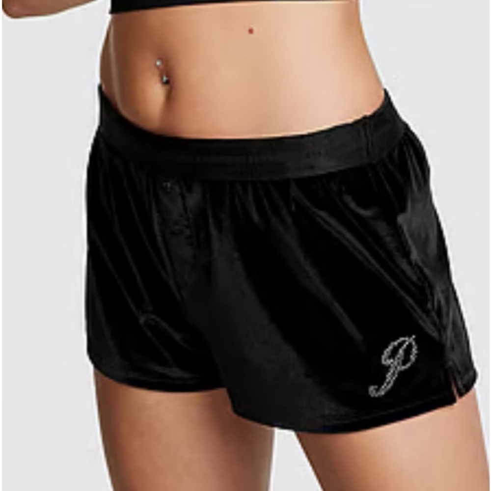 PINK brand black velvet sleep shorts